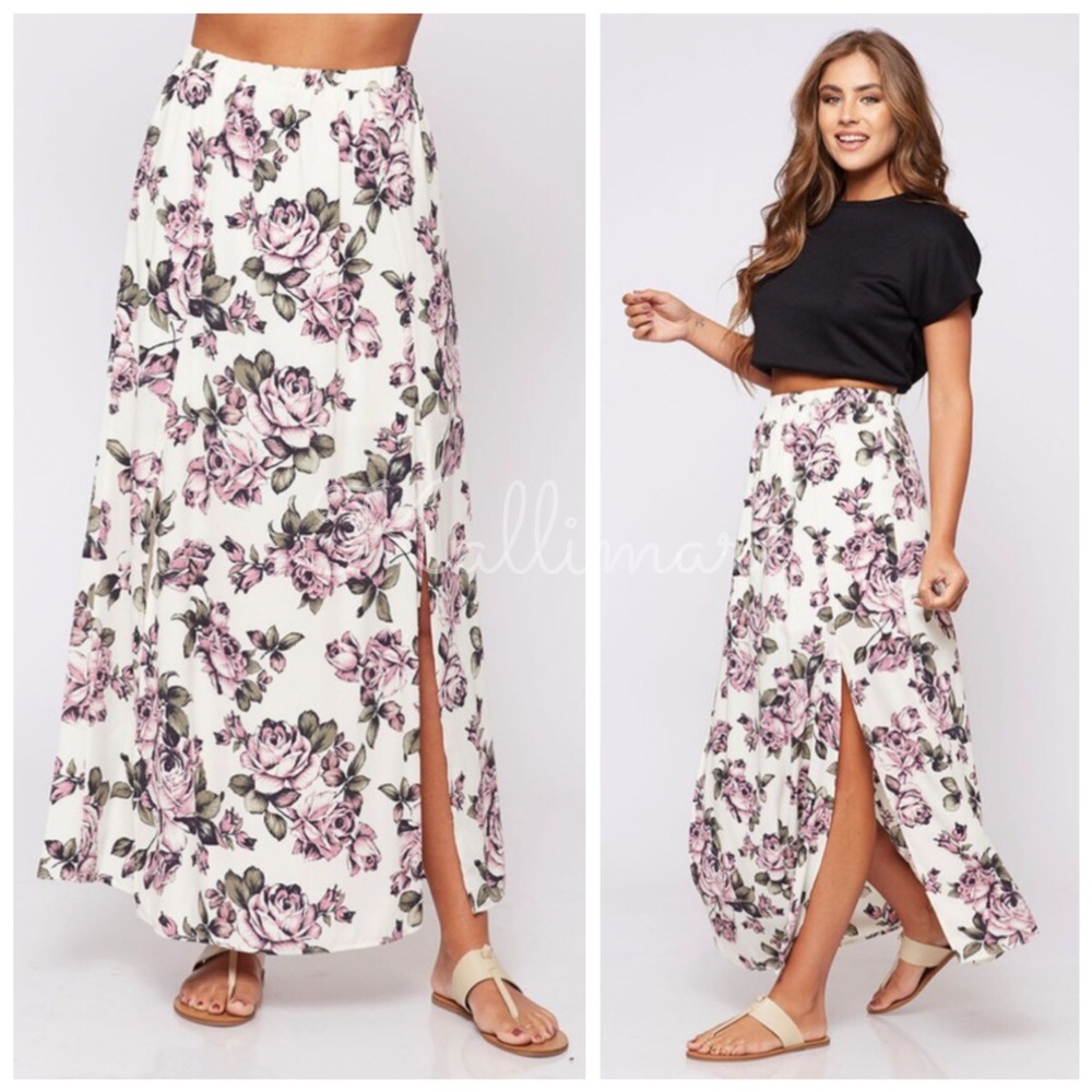 New floral slit Maxi skirt
